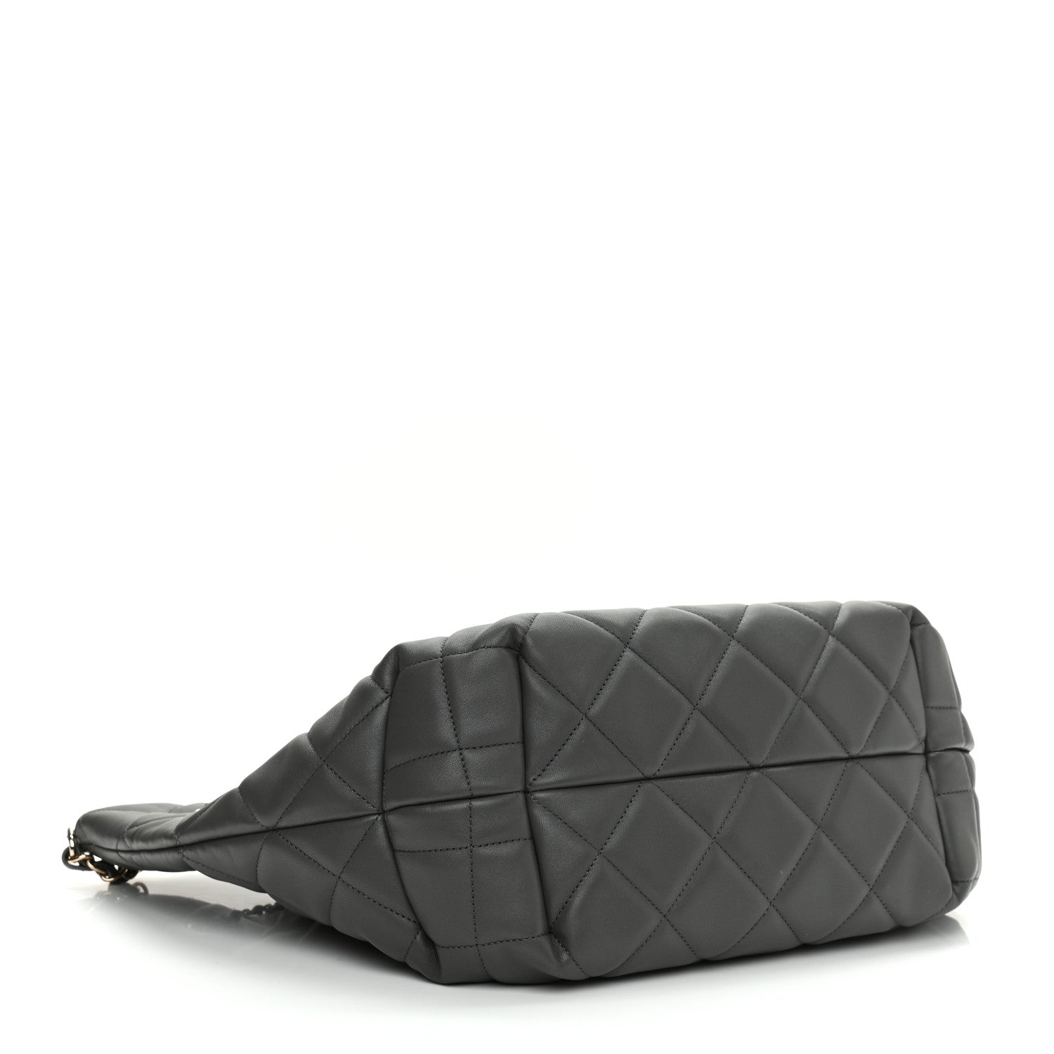 Chanel Lambskin Quilted CC Dweller Drawstring Tote Grey 4 of 10