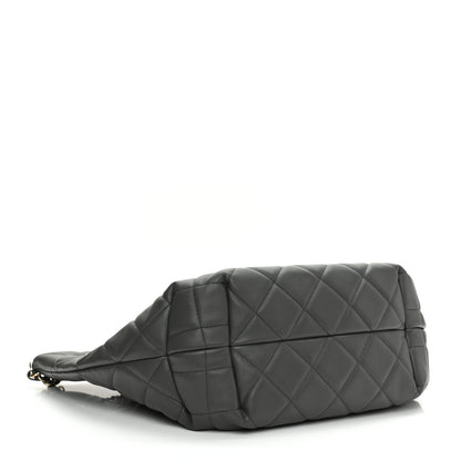 Chanel Lambskin Quilted CC Dweller Drawstring Tote Grey 4 of 10