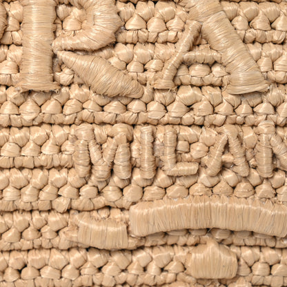 Prada Raffia Effect Crochet Metal Triangle Logo Mini Triangle Shoulder Bag Naturale 9 of 15