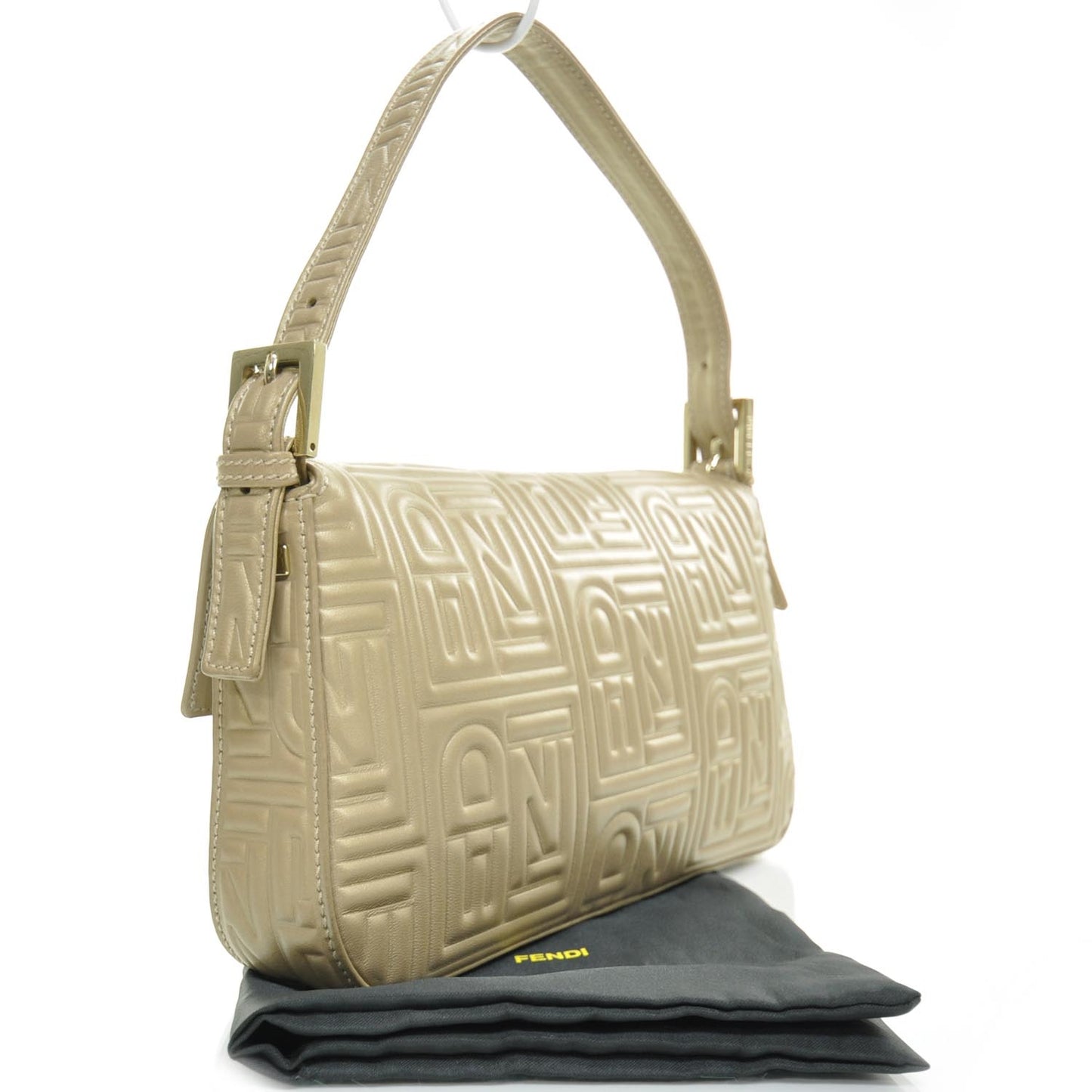 Nappa Logo Embossed Baguette Metallic