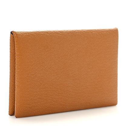 Hermes Chevre Mysore Verso Calvi Card Case Caramel Rose Sakura 3 of 7