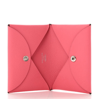 Hermes Evercolor Calvi Card Case Rose Azalee 5 of 7