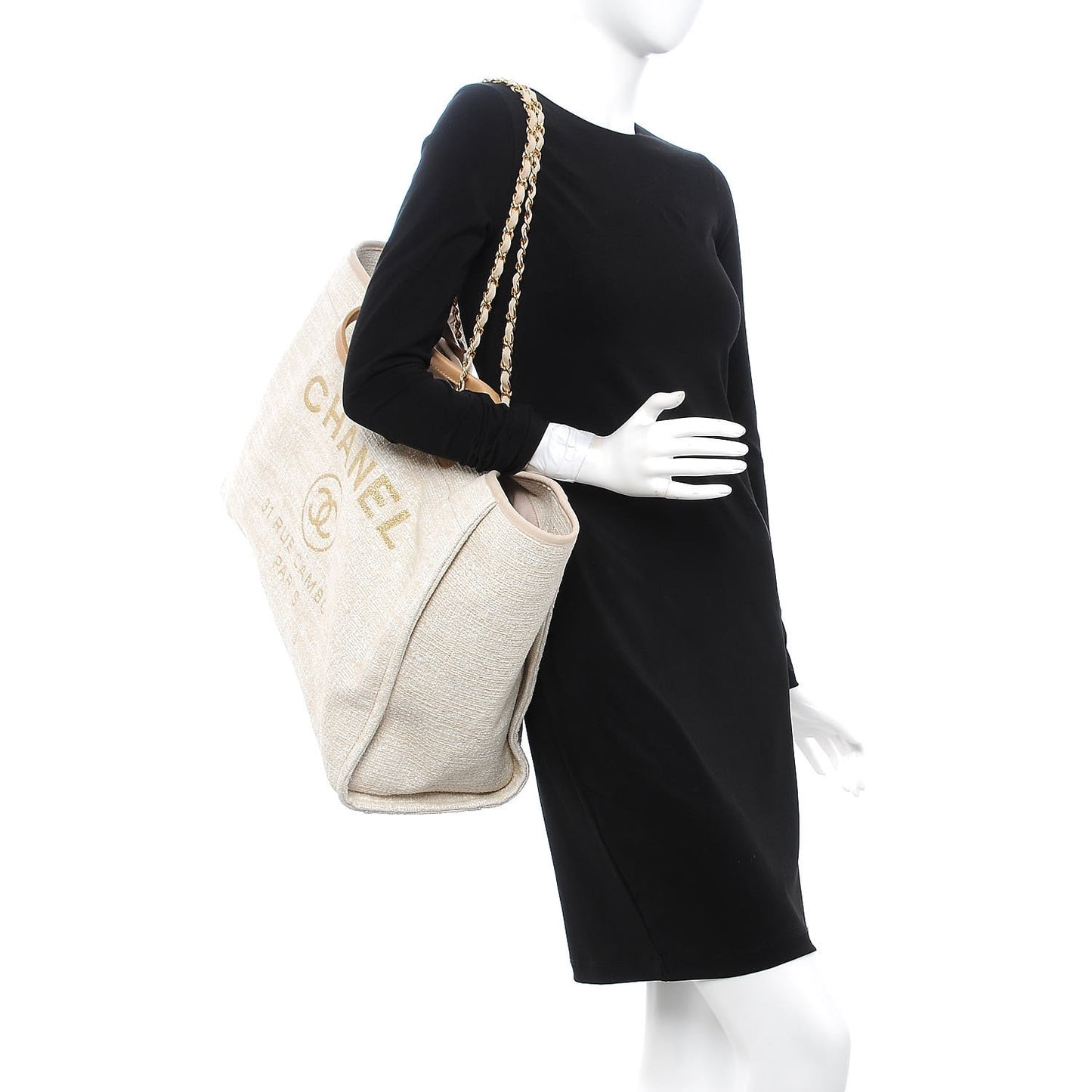 Canvas Extra Large Deauville Tote Light Beige