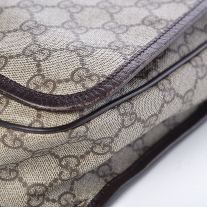 Gucci GG Plus Monogram Web Large Flap Messenger Bag Beige Dark Brown 10 of 14