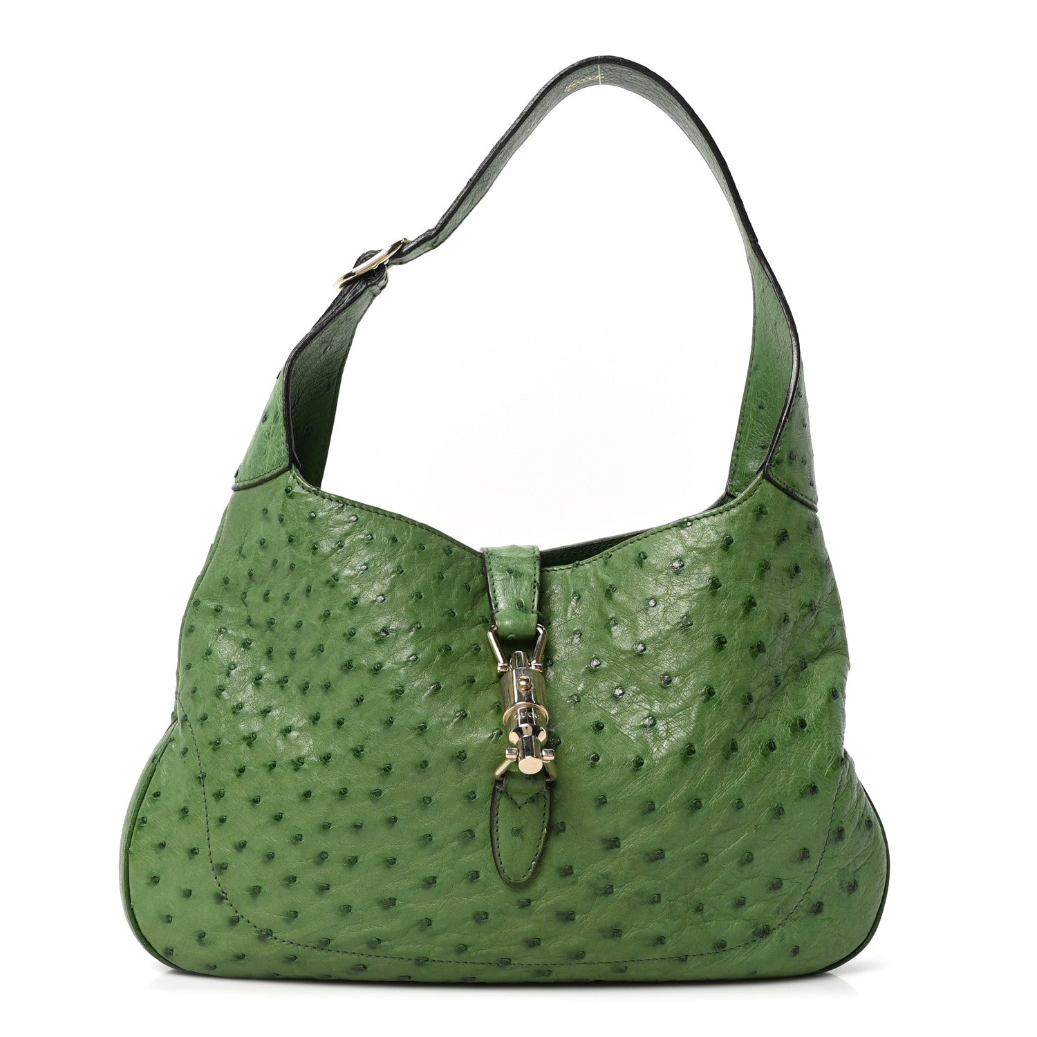 Gucci Ostrich Small Jackie O Hobo Green 1 of 10