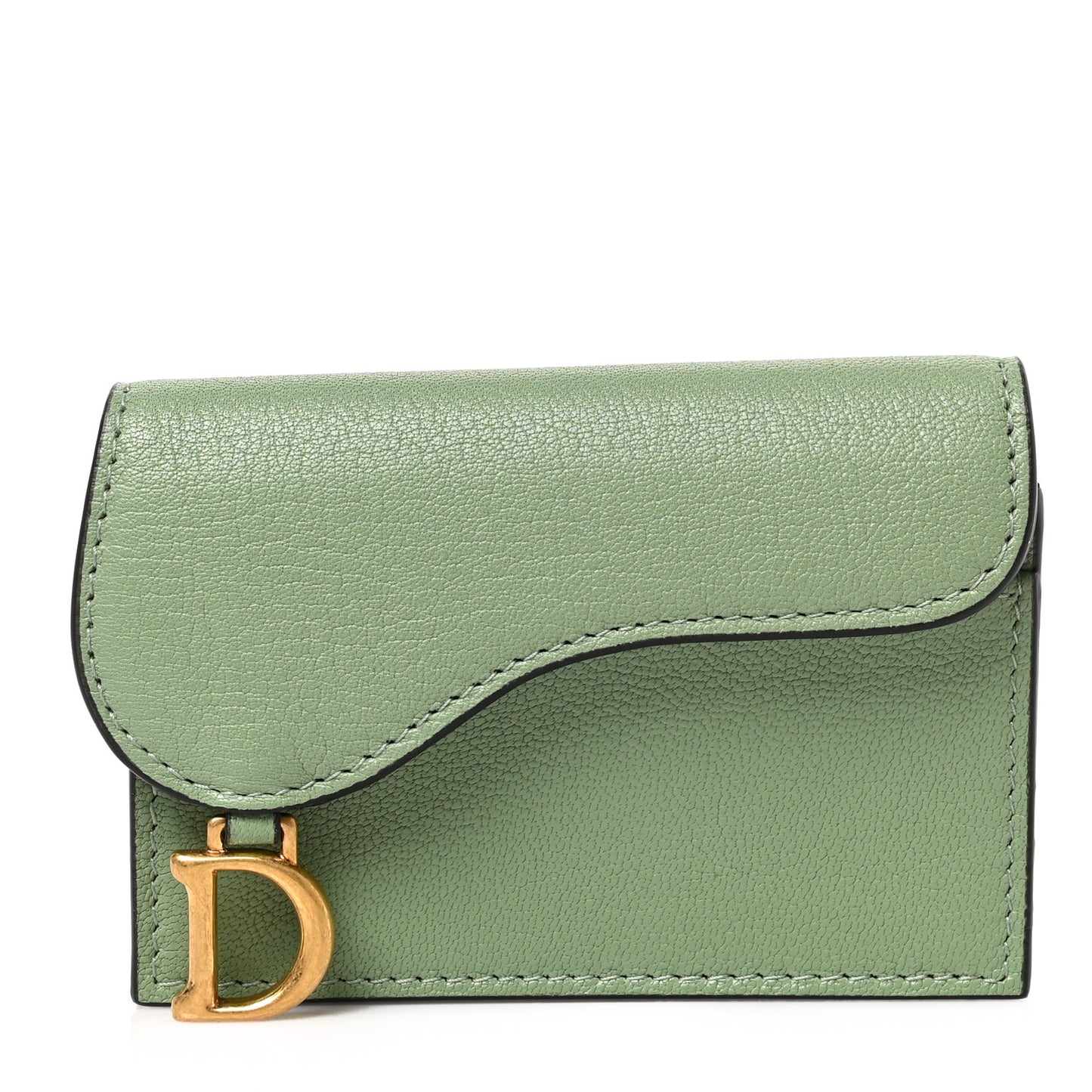 Goatskin Saddle Card Holder Light Green