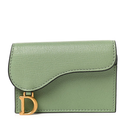 Christian Dior Goatskin Saddle Card Holder Light Green 1 of 7