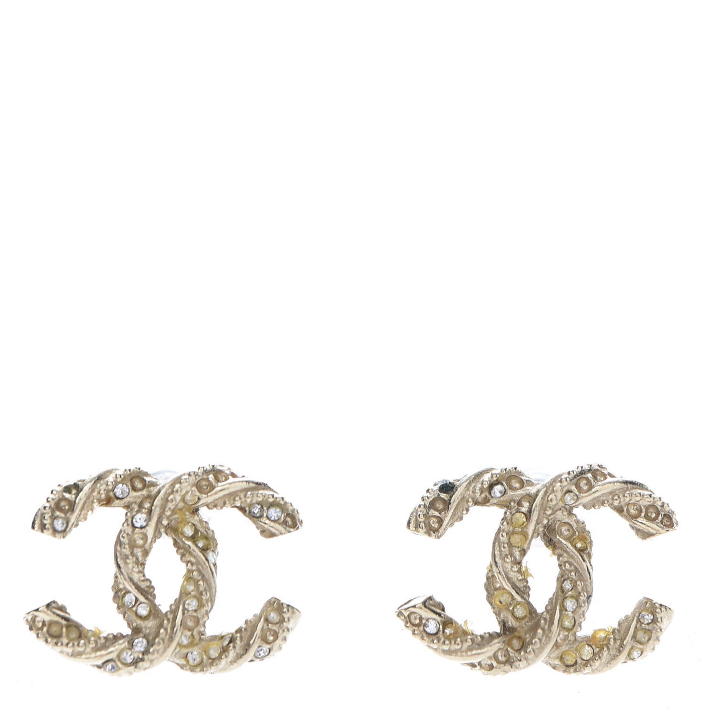 Crystal Twisted CC Earrings Gold