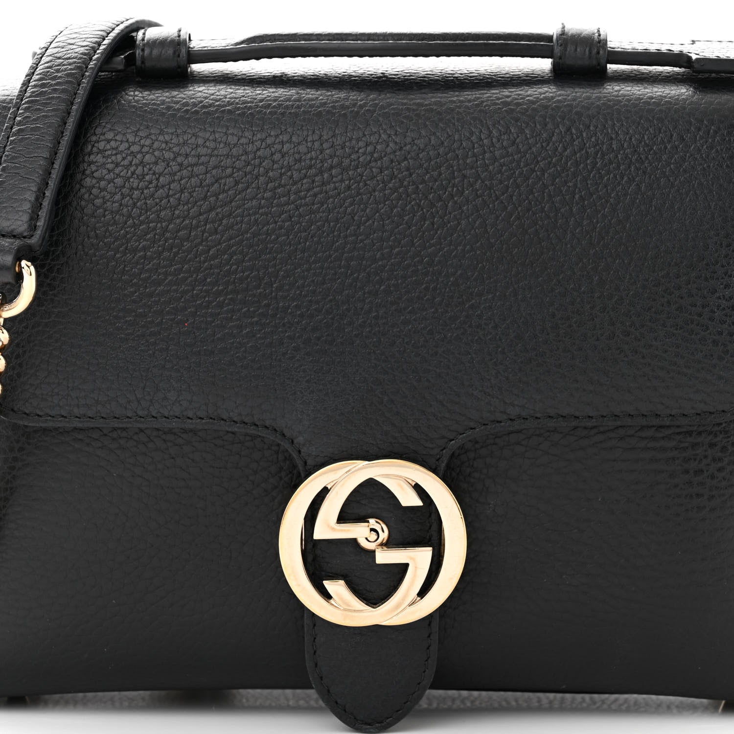 Gucci Dollar Calfskin Interlocking G Top Handle Shoulder Bag Black 8 of 13