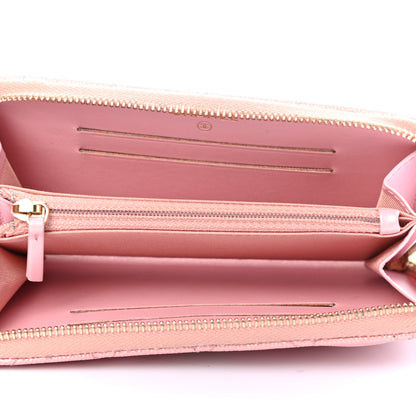 Chanel Iridescent Caviar Quilted Medium Zip Around Wallet Pink 5 of 9