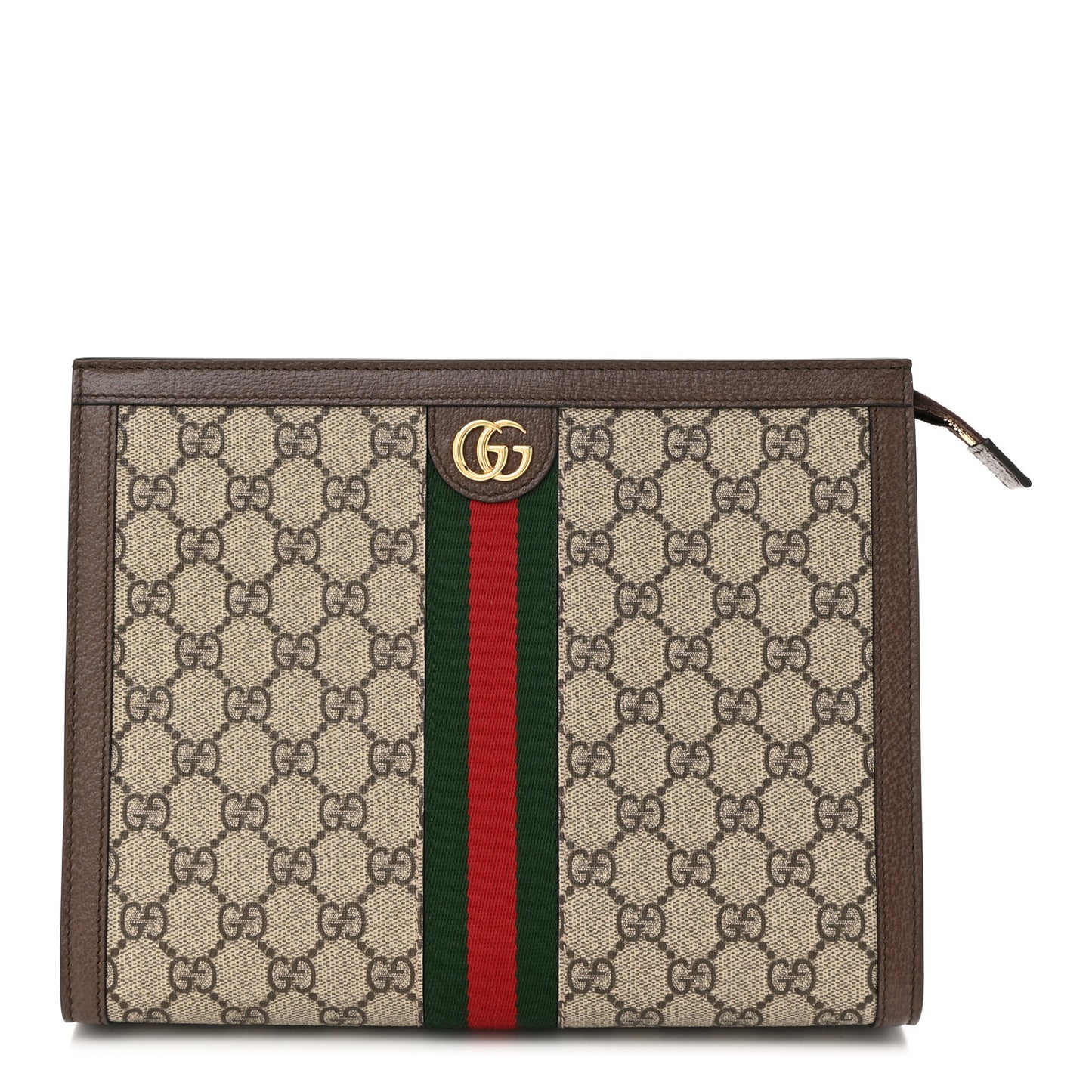GG Supreme Monogram Web Ophidia Pouch Brown