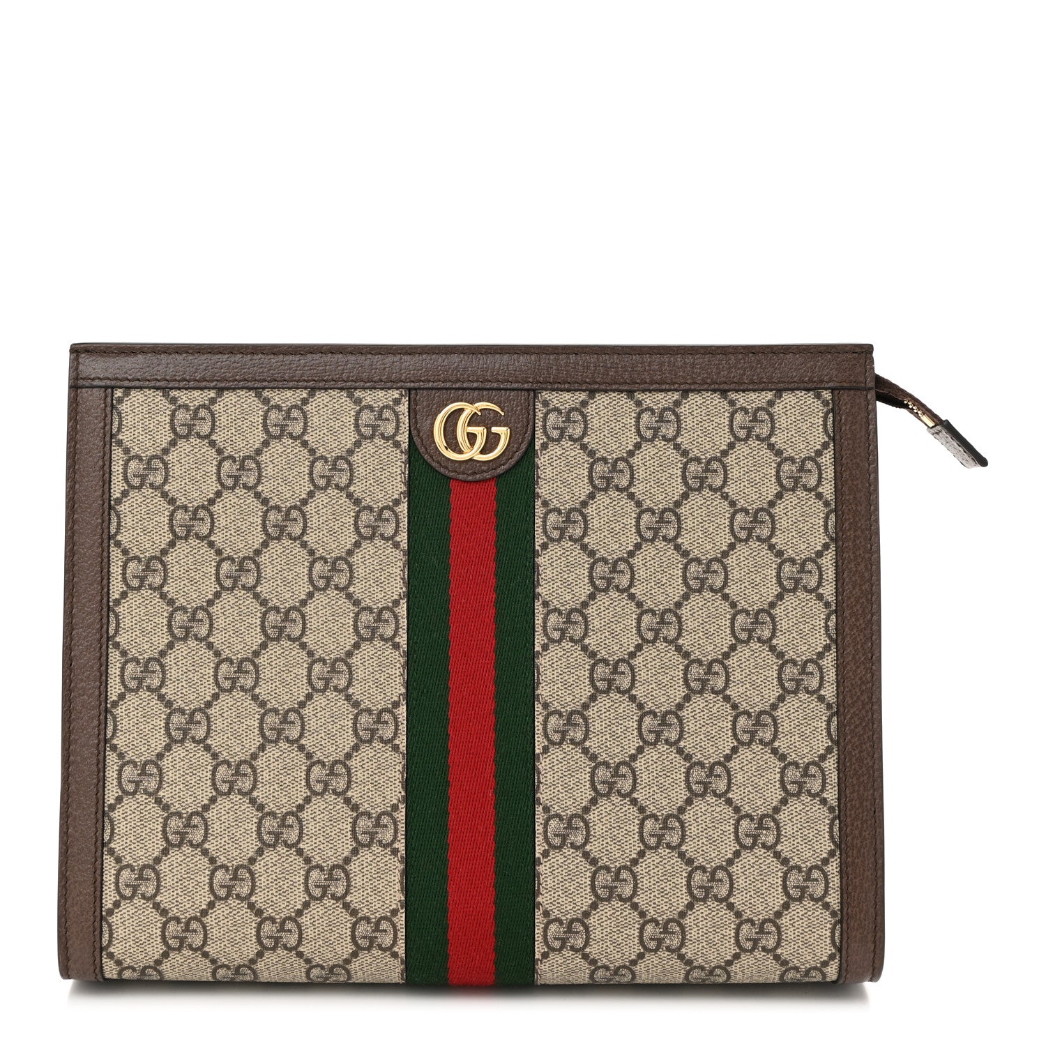 Gucci GG Supreme Monogram Web Ophidia Pouch Brown 1 of 8