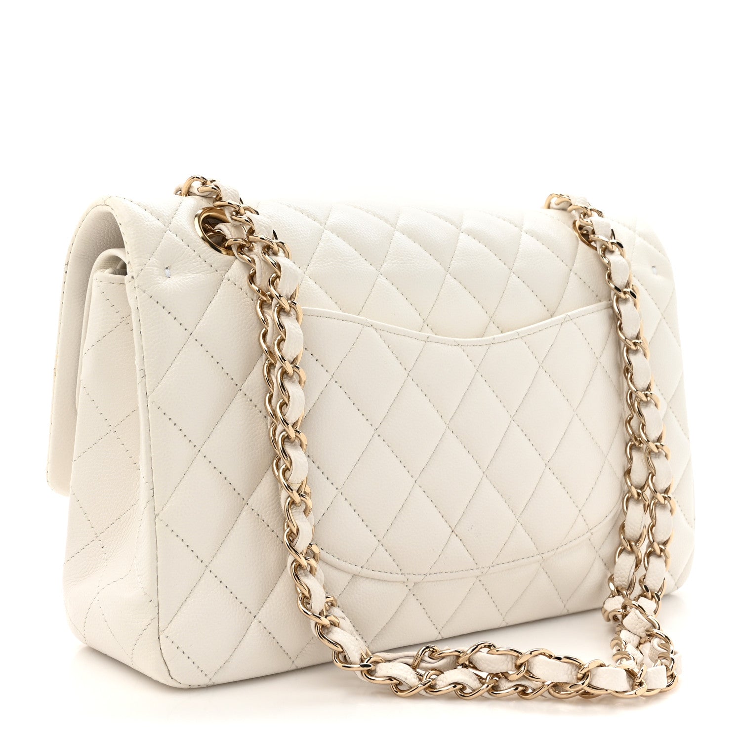 Chanel Caviar Quilted Medium Double Flap White 3 of 12