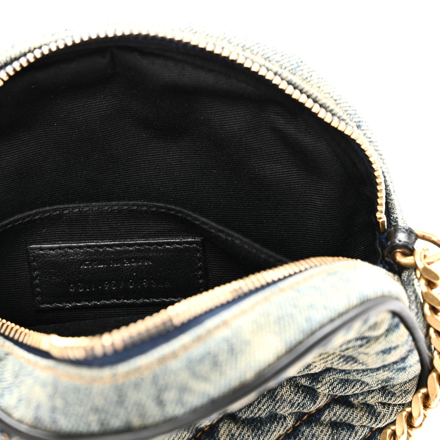 Saint Laurent Denim Quilted Monogram Round Crossbody Bag Rodeo Blue 7 of 10