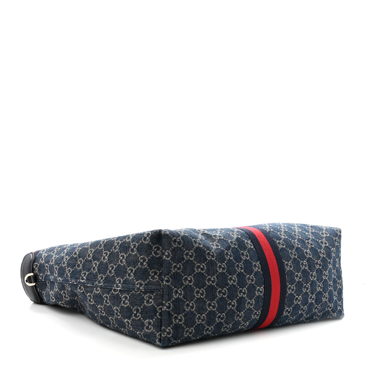 Gucci Denim GG Monogram Web Large Giglio Tote Blue 5 of 11