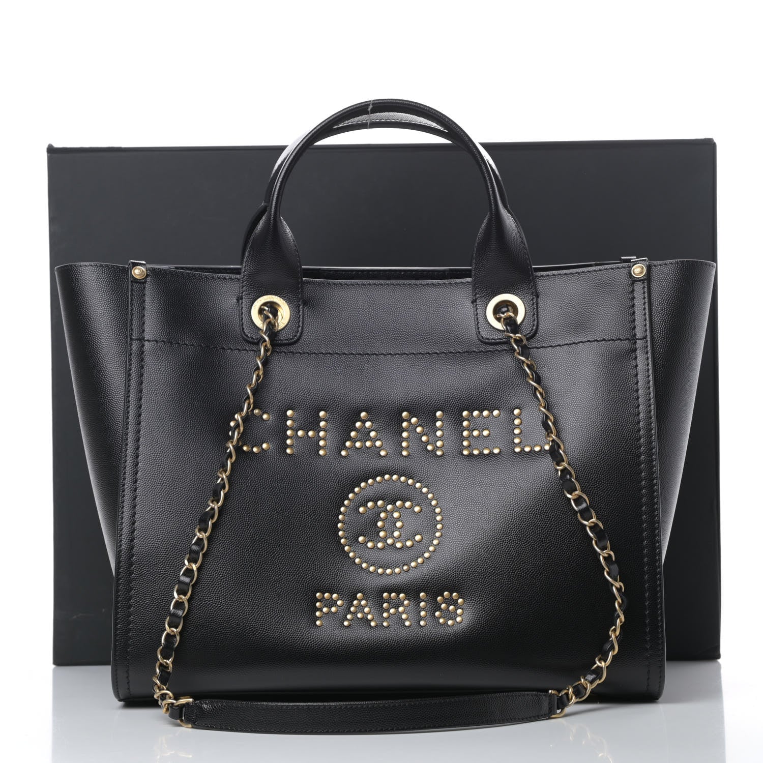 Chanel Caviar Small Studded Deauville Tote Black 11 of 11