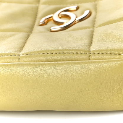 Chanel Lambskin Quilted Diamond Clutch With Chain Light Green 9 of 18