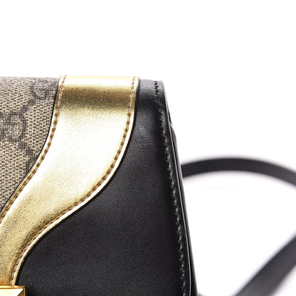 Gucci GG Supreme Monogram Small Osiride Shoulder Bag Black Gold 9 of 13