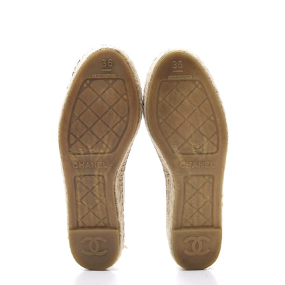 Chanel Lambskin CC Espadrilles 36 Beige Black 5 of 10