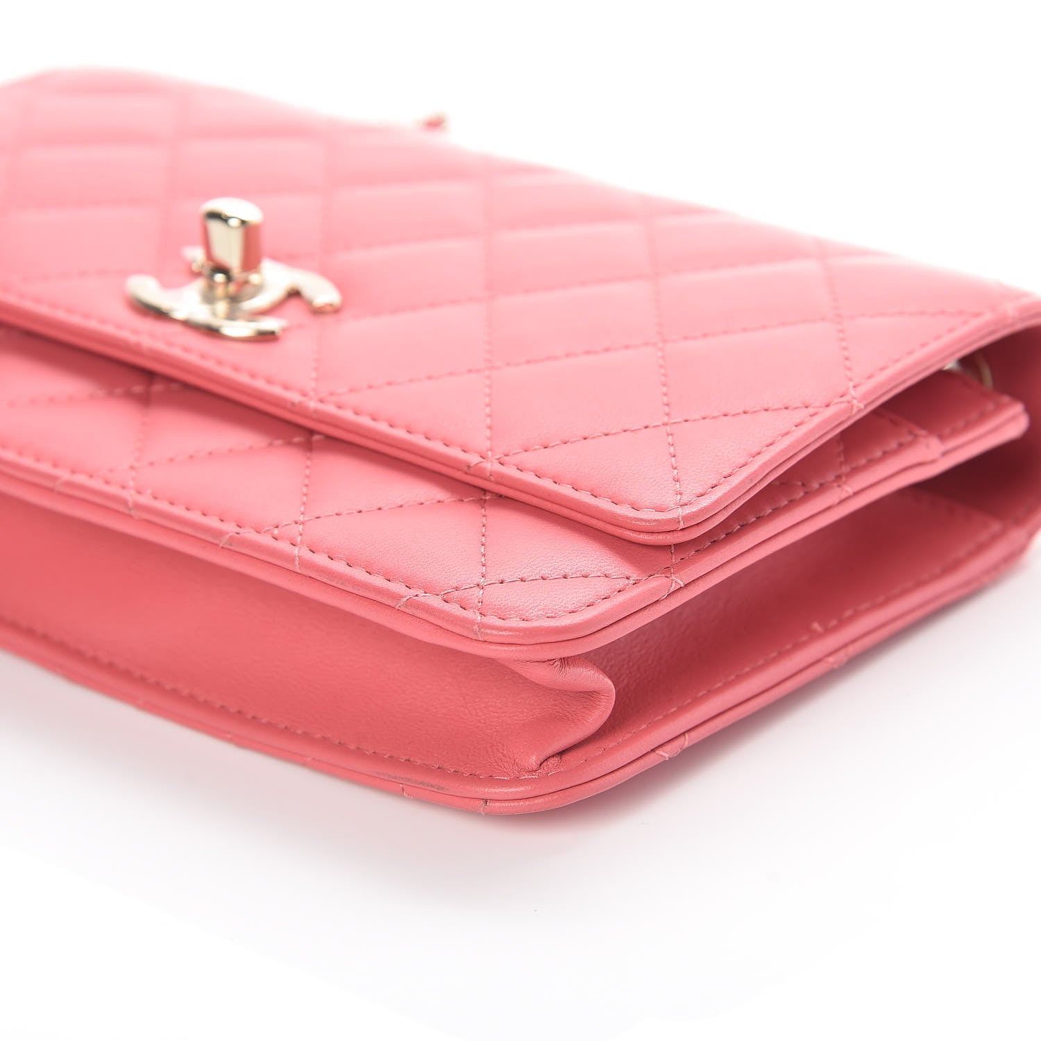 Chanel Lambskin Quilted Trendy CC Wallet On Chain WOC Bright Pink 6 of 11