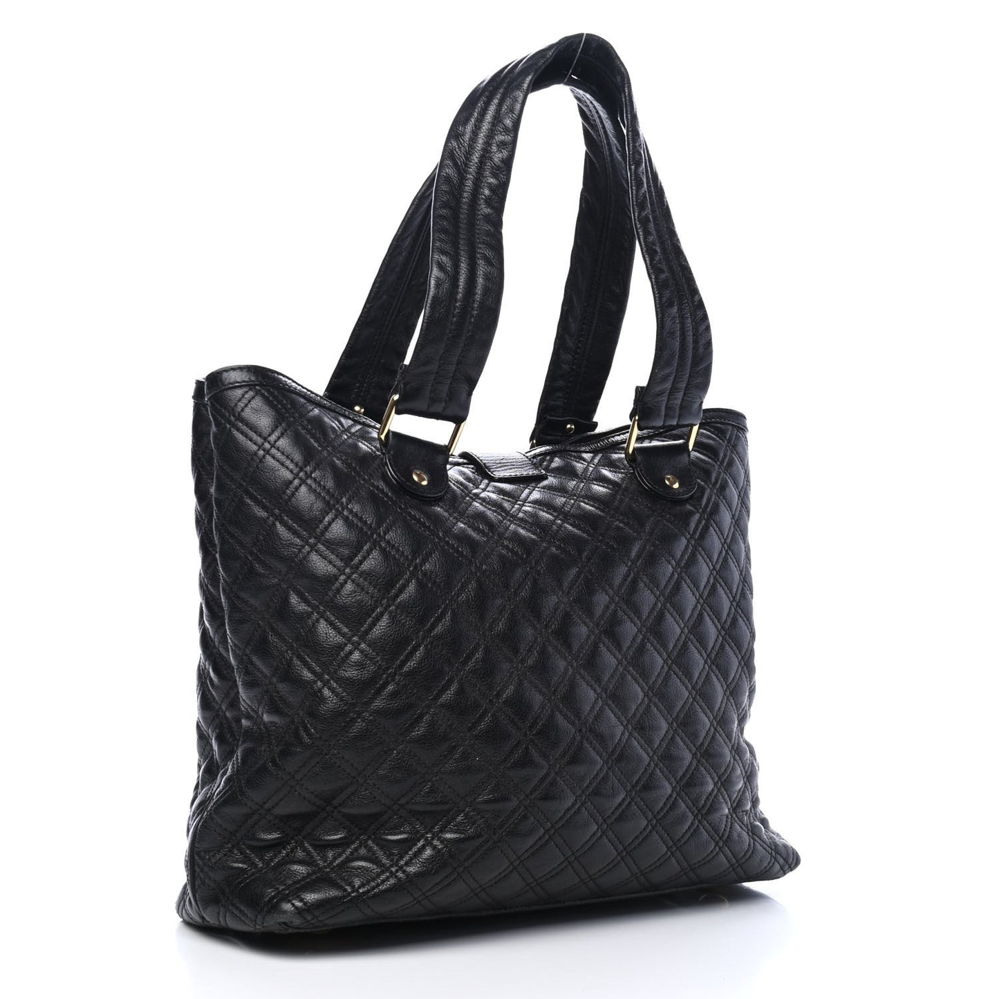Calfskin Quilted Ursula Tote Bag Black