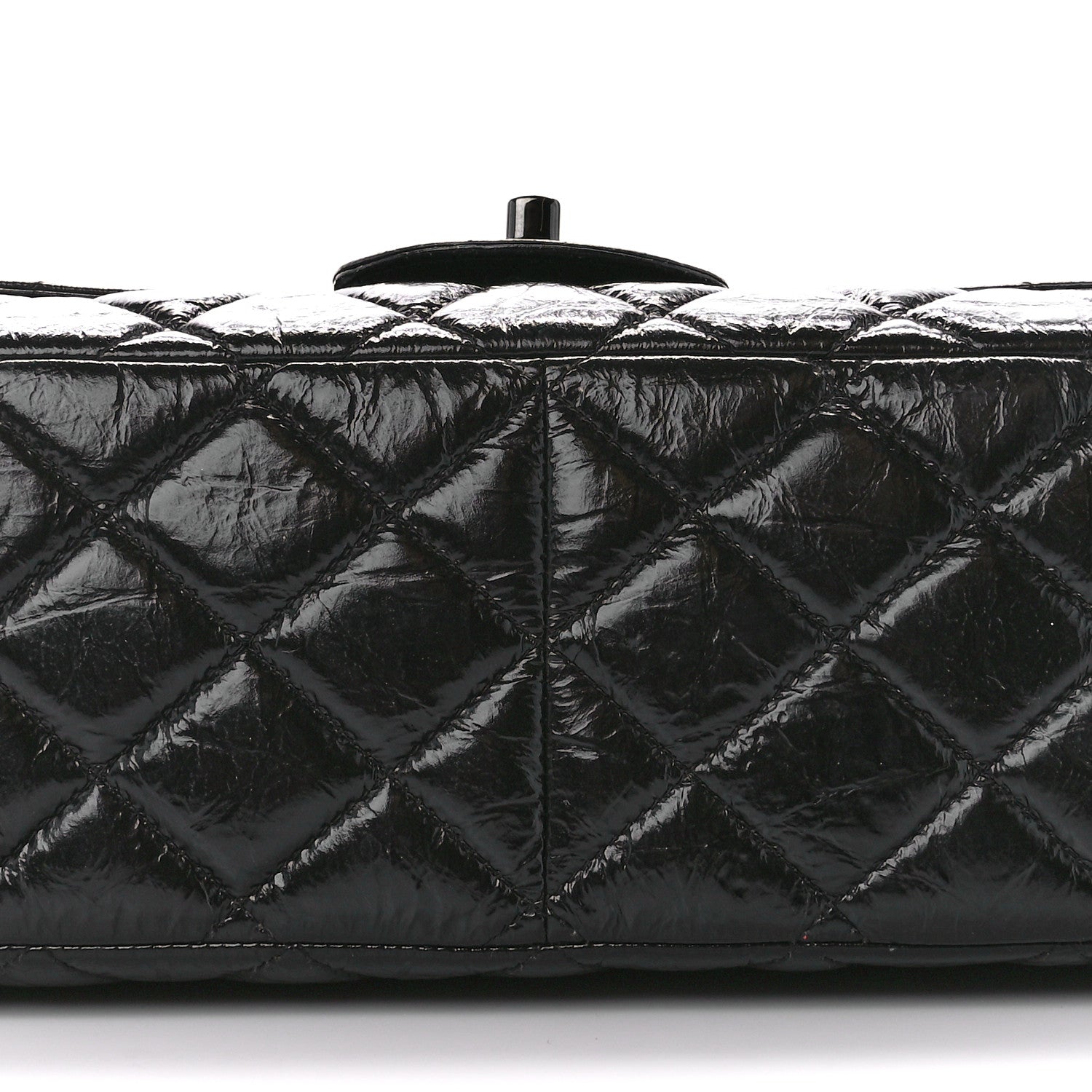 Chanel Shiny Distressed Calfskin Quilted Jumbo Double Flap So Black 13 of 13