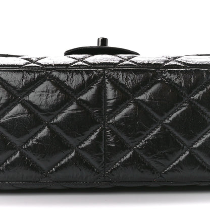 Chanel Shiny Distressed Calfskin Quilted Jumbo Double Flap So Black 13 of 13