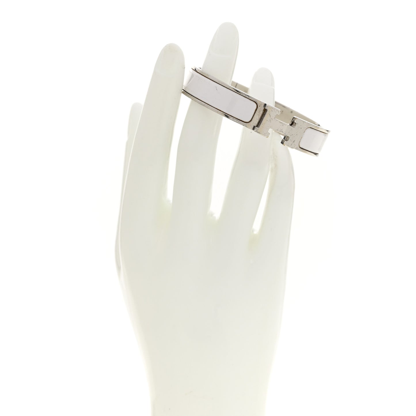Enamel Narrow Clic Clac H Bracelet PM White