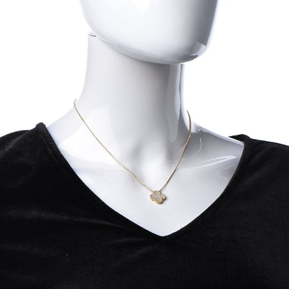 Van Cleef & Arpels 18K Yellow Gold Mother of Pearl Vintage Alhambra Pendant Necklace 2 of 7