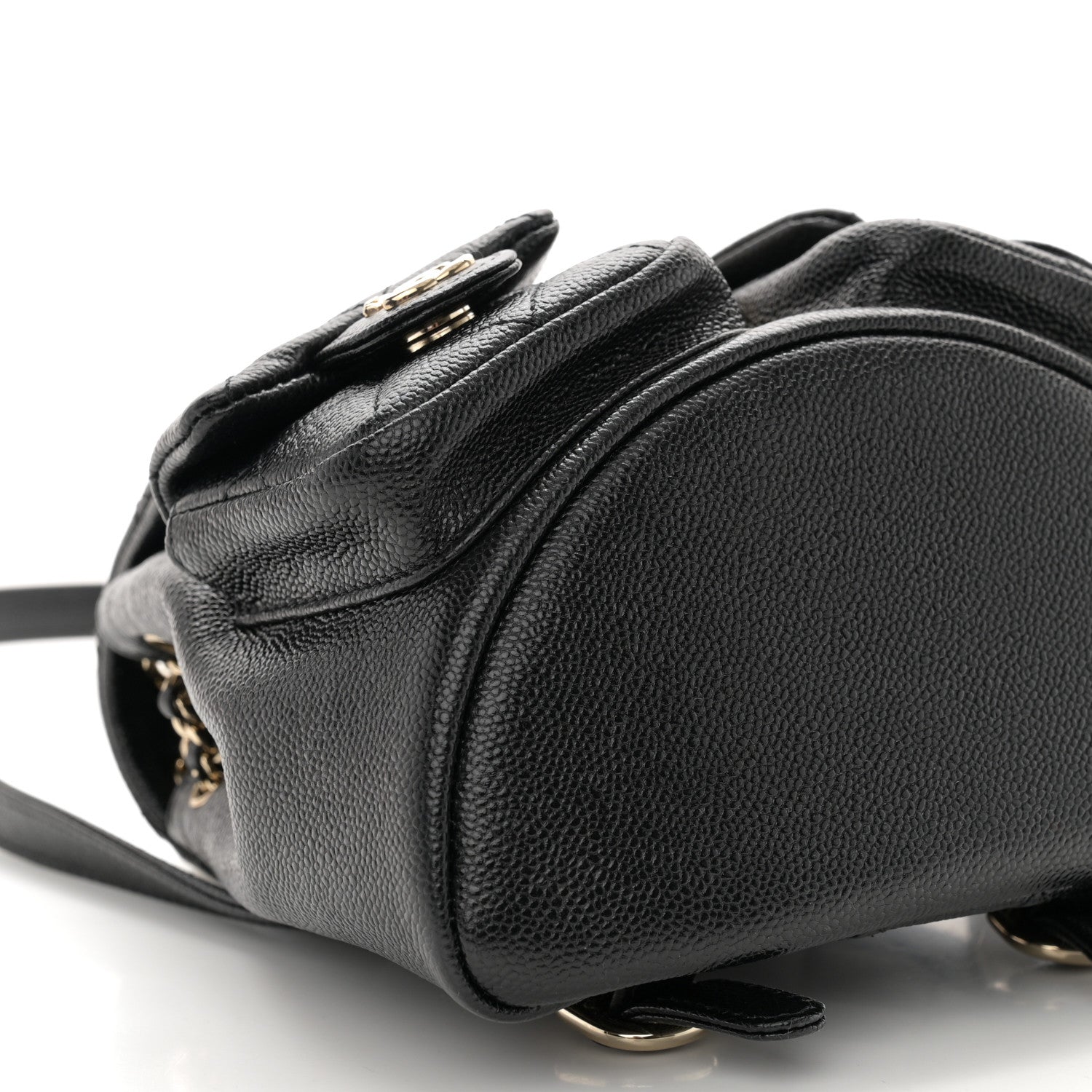 Chanel Shiny Caviar Quilted Small Duma Pockets Drawstring Backpack Black 9 of 10