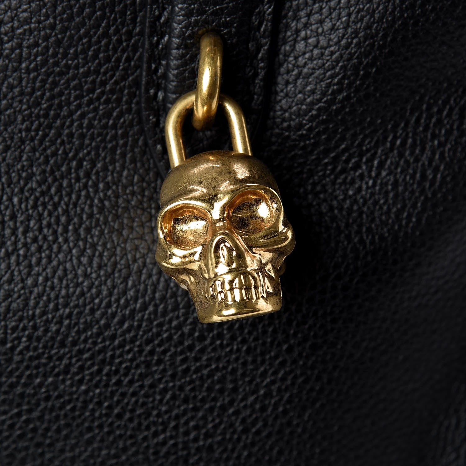 Alexander McQueen Pebbled Calfskin Small Skull Padlock Zip Around Tote Black 11 of 11