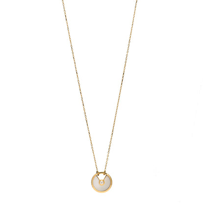 Cartier 18K Yellow Gold Diamond Mother of Pearl SM Amulette de Cartier Pendant Necklace 1 of 3