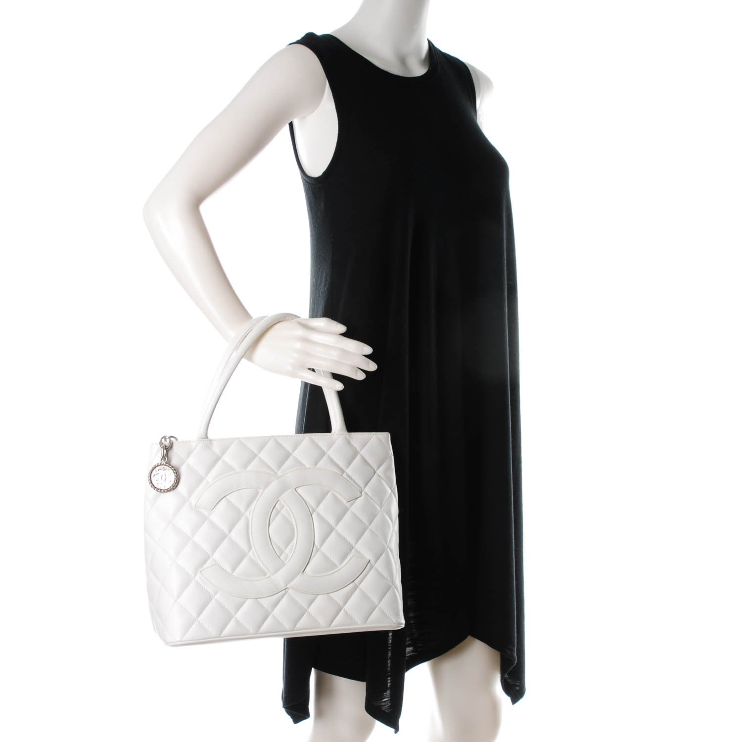 Chanel Caviar Quilted Medallion Tote White 2 of 7