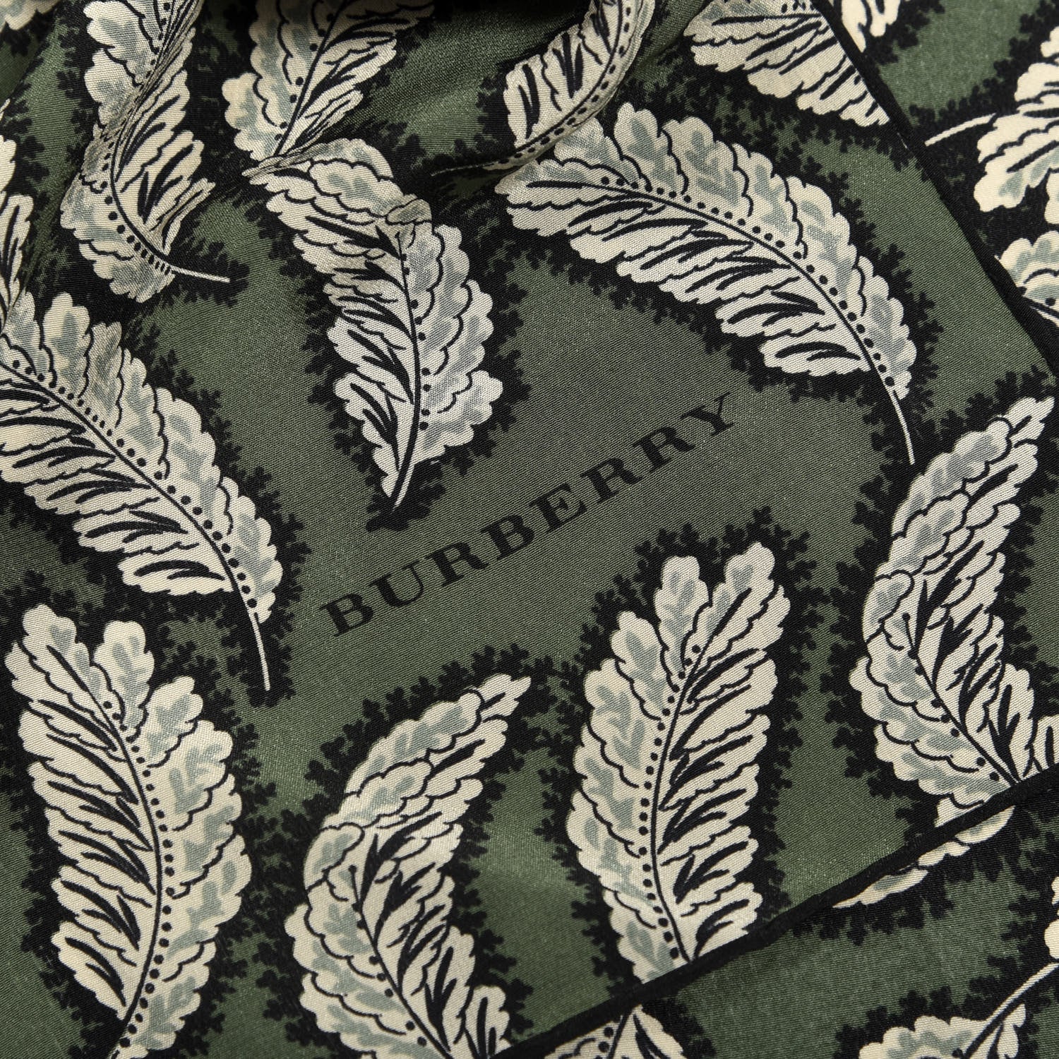 Burberry Silk Leaf Print Scarf Dusty Green 3 of 4