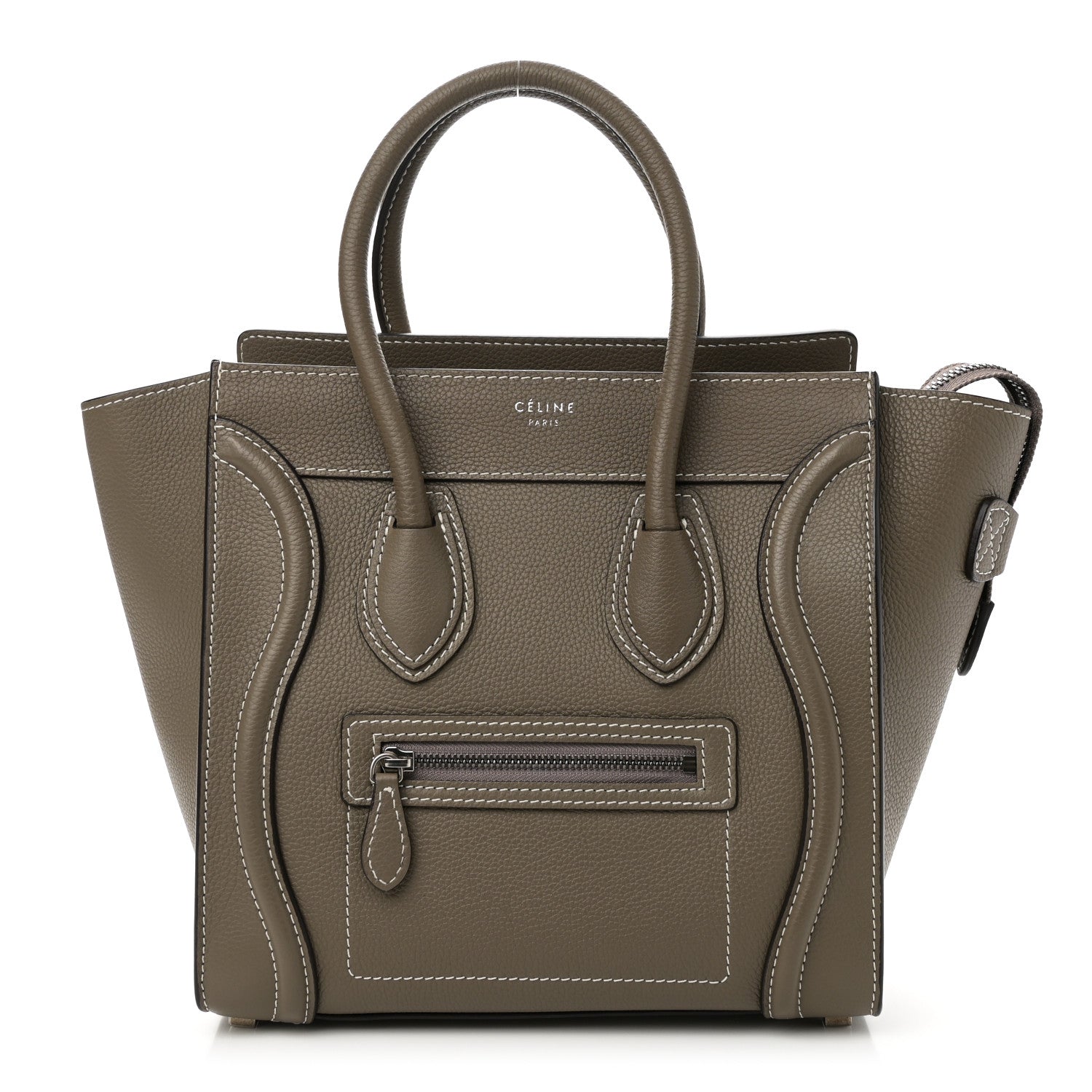 Celine Drummed Calfskin Micro Luggage Souris 1 of 9