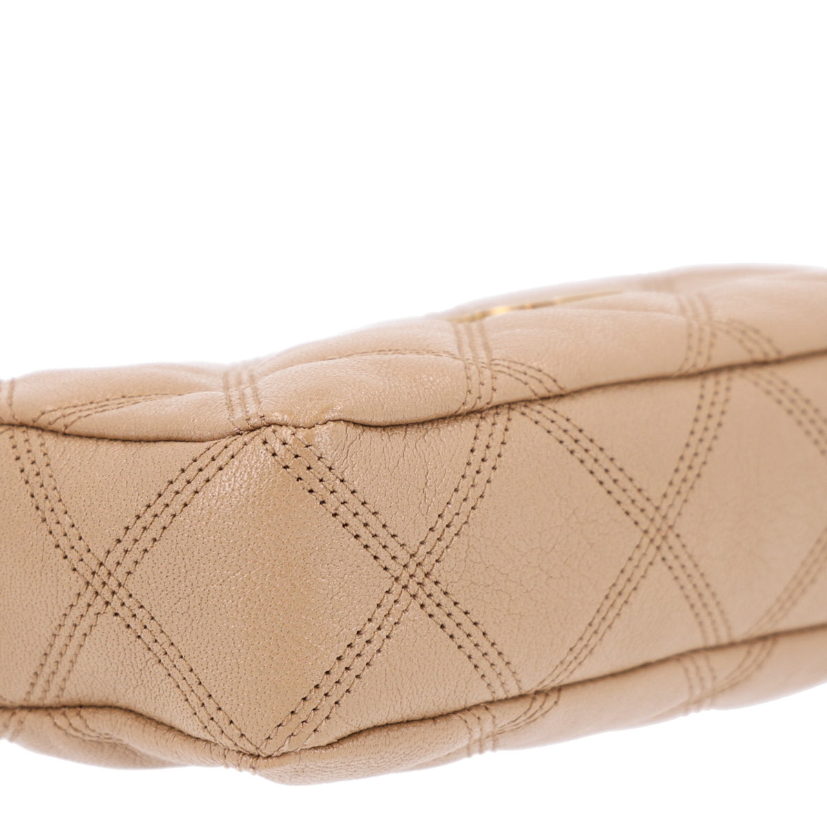 Grained Lambskin Quilted Mini Becky Double Zip Bag Dark Beige