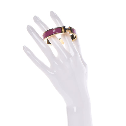 Hermes Enamel Narrow Clic Clac H Bracelet PM Rose Azalee 2 of 5