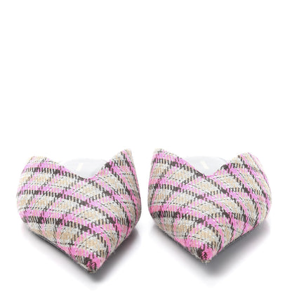 Balenciaga Wool Check Pointed Toe Flat Mules 38.5 Grey Pink 2 of 9