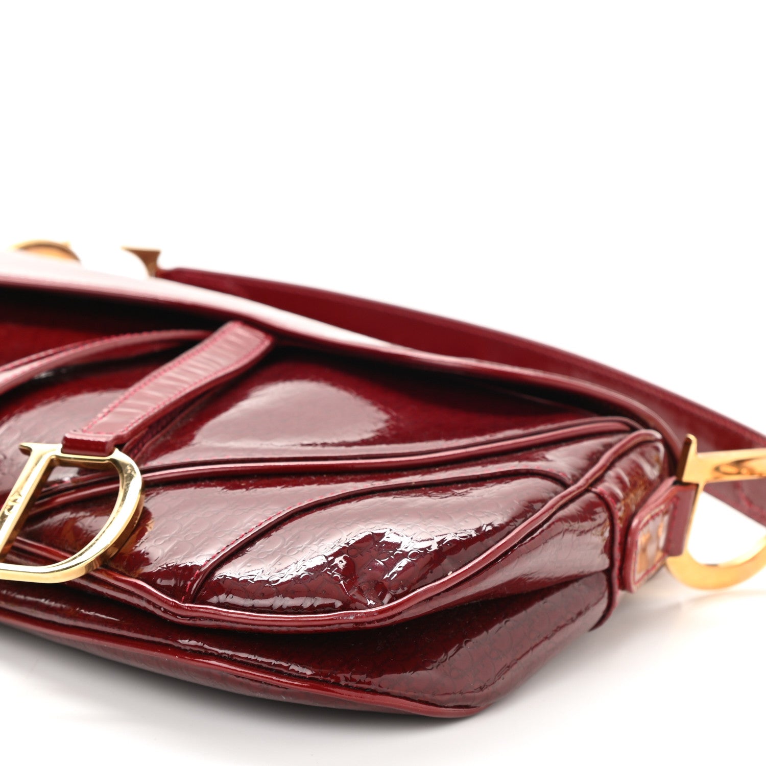 Christian Dior Patent Diorissimo Double Saddle Bag Dark Red 10 of 10