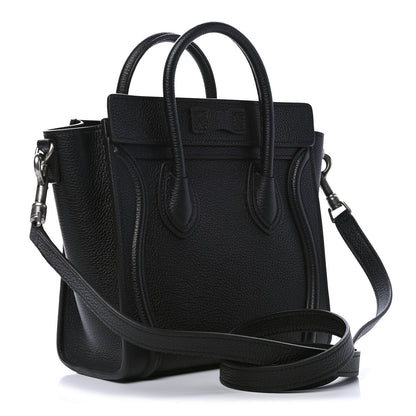 Celine Drummed Calfskin Nano Luggage Black 2 of 4