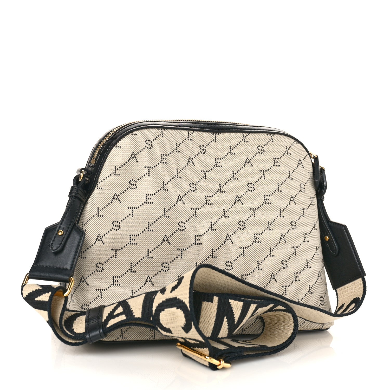 Stella McCartney Monogram Canvas Stella Logo Zip Shoulder Bag Neutral 3 of 8