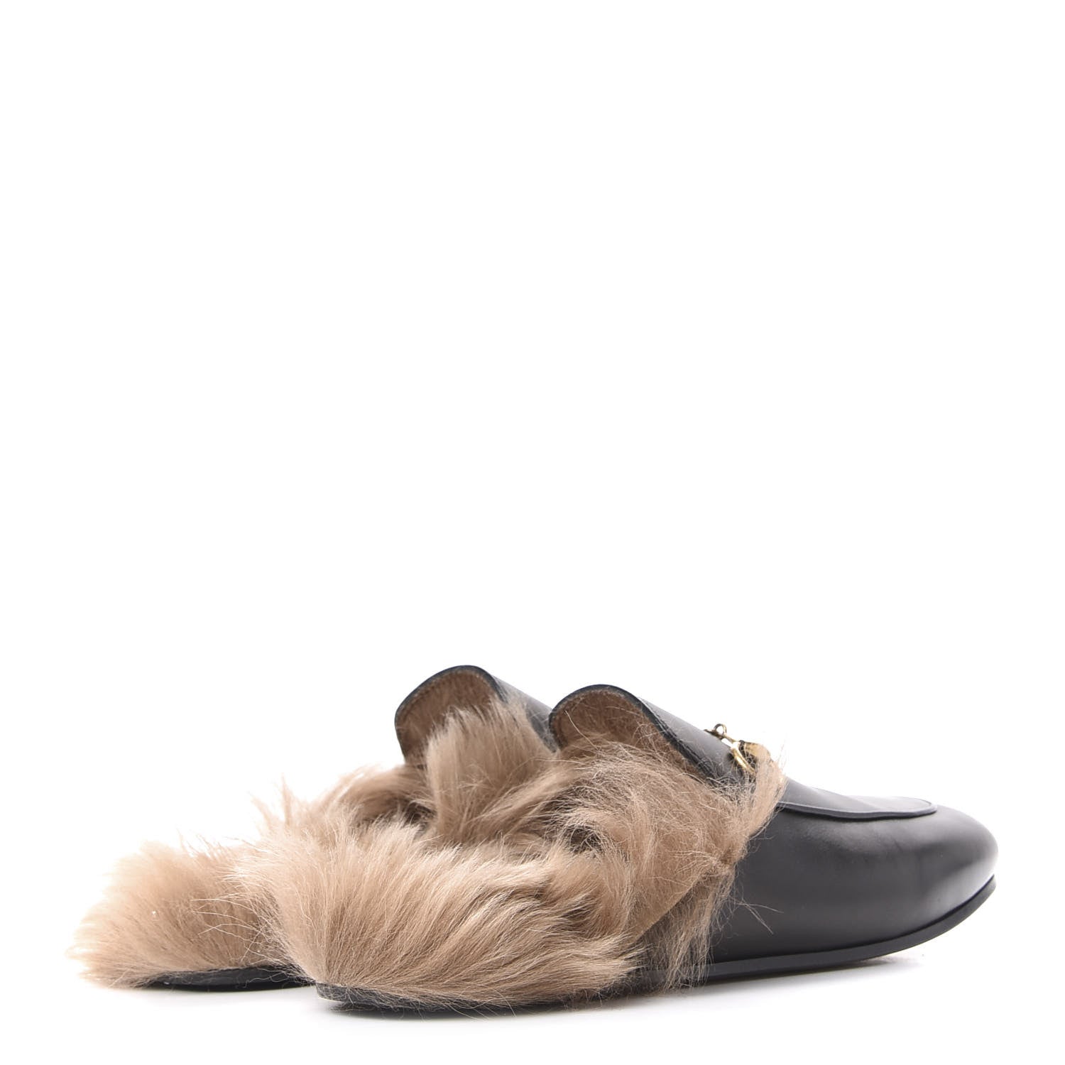 Gucci Calfskin Fur Womens Princetown Slippers 36 Black 4 of 8