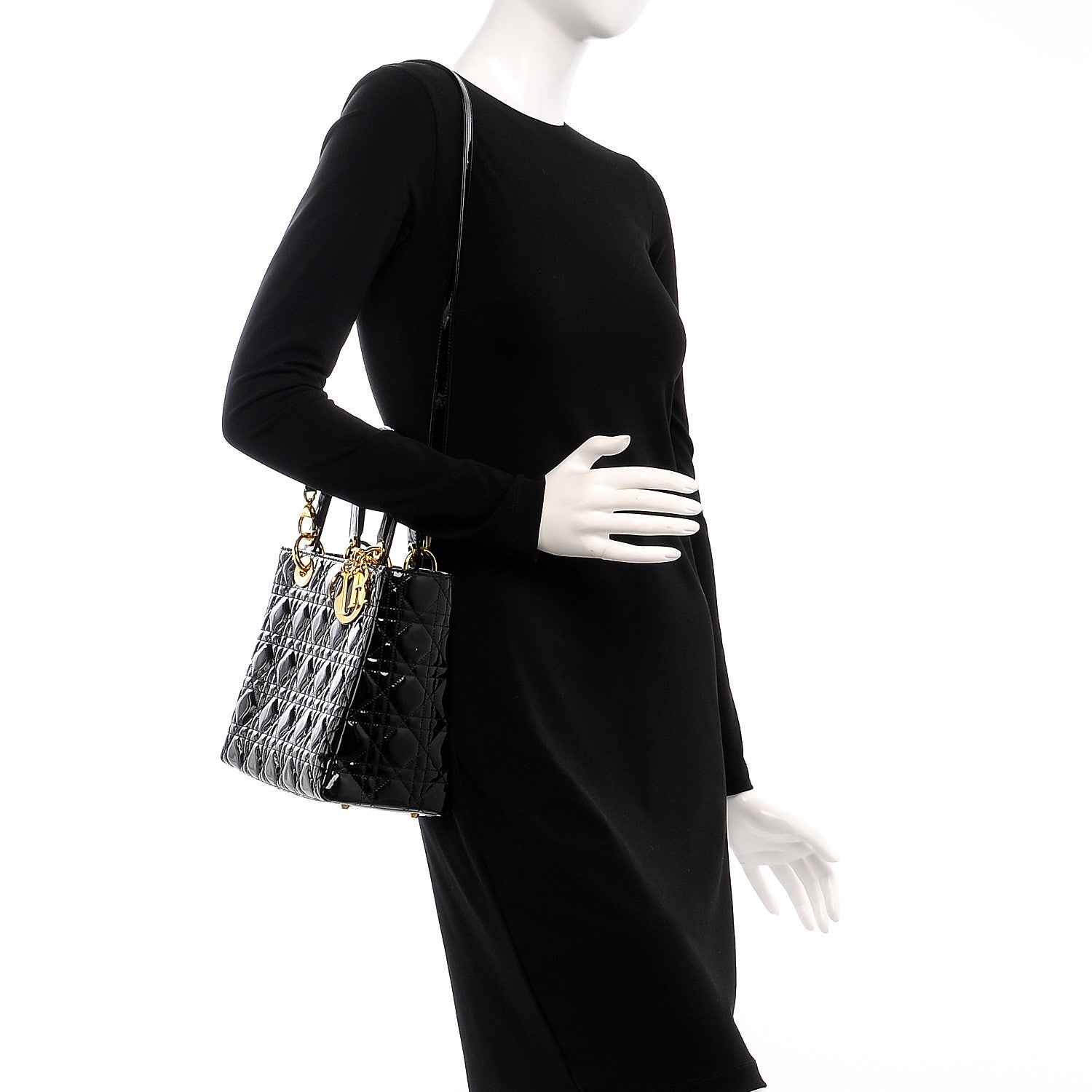 Christian Dior Patent Cannage Medium Lady Dior Black 2 of 13