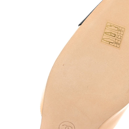 Chanel Goatskin Grosgrain Cap Toe CC Slingback Pumps 41 Beige Black 13 of 15