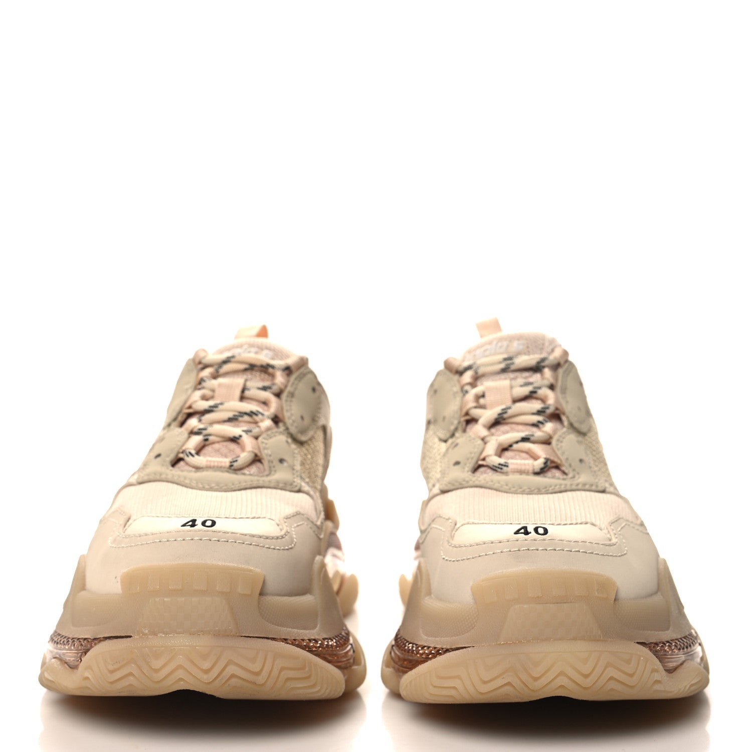 Balenciaga Fabric Mesh Clear Sole Womens Triple S Sneakers 40 Beige 3 of 8