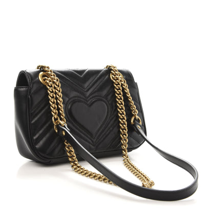 Gucci Calfskin Matelasse Mini GG Marmont Shoulder Bag Black 3 of 11