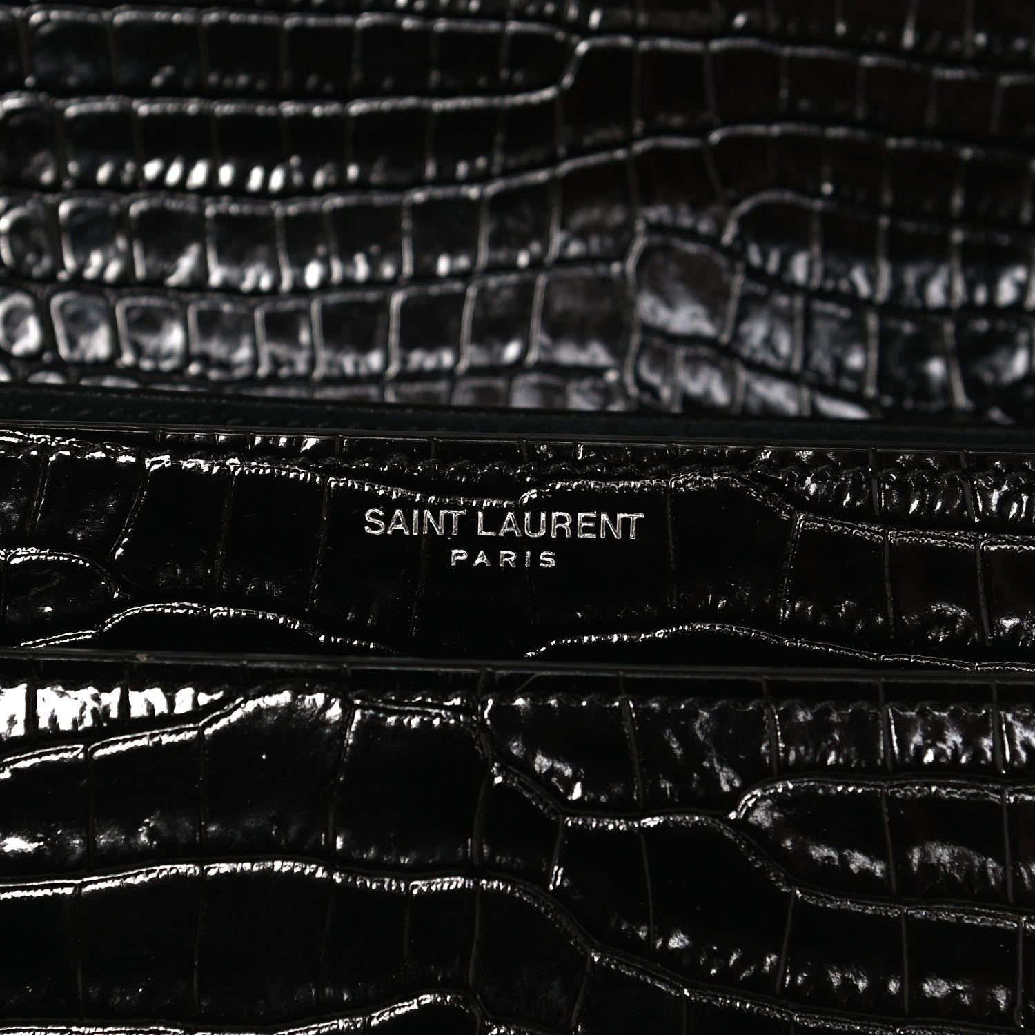 Saint Laurent Calfskin Crocodile Embossed Medium Monogram Sunset Black 7 of 11
