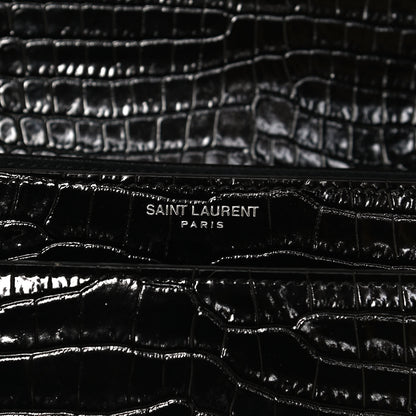 Saint Laurent Calfskin Crocodile Embossed Medium Monogram Sunset Black 7 of 11