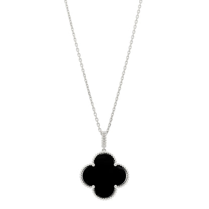 Van Cleef & Arpels 18K White Gold Black Onyx Magic Alhambra Pendant Necklace 1 of 5