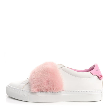 Givenchy Calfskin Mink Fur Womens Urban Street Sneakers 38.5 White Rose 1 of 11